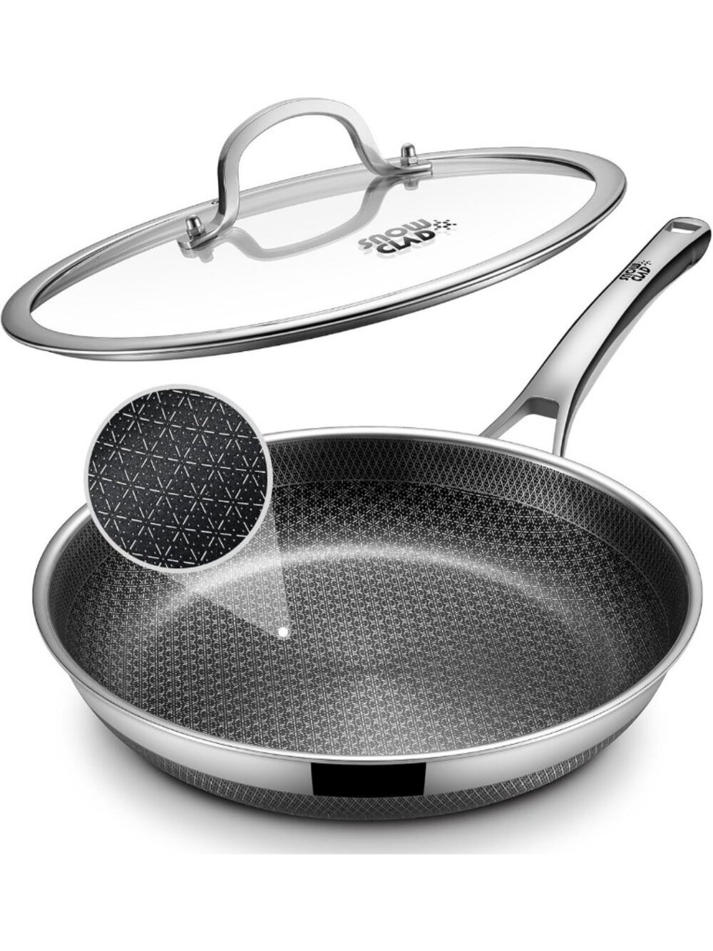 10-Inch Non-Stick Stainless Steel Skillet with Lid - Versatile Frying Pan